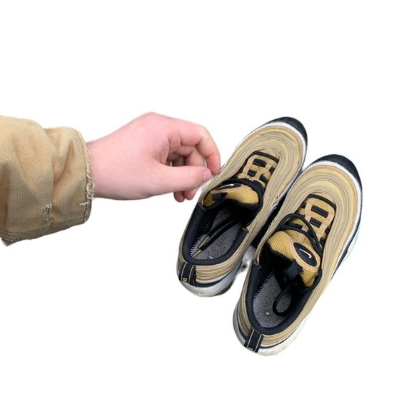 NIKE Air Max 97 Metallic Gold Black White Size 5 - Picture 8 of 13